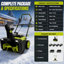 Cordless Snow Shovel, 40V 4.0Ah Battery Powered Snow Thrower 4Batteries