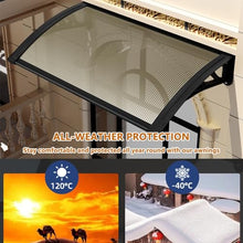 Outdoor Polycarbonate Patio Door Awning Rain Snow Protection for Porch Balcony Deck Entrance Brown 120x300cm/47x118in