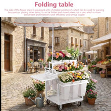 Outdoor Flower Cart with 18 Buckets Heavy Duty Rolling Flower Display Rack with Wheels & Umbrella for Wedding Party and Home Decor