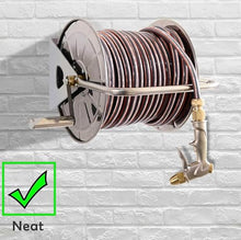 Hose Reel Cart Stainless Steel Water Pipe Reel, Garden Metal Hoses Reels for Watering Plants,Cleaning Floor,Car Washing(Rack+50m Hose)