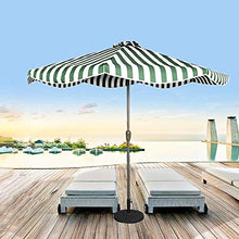 3WWWQMAA8 Striped Umbrella, 9ft Patio Umbrella for Outdoor Deck Pool Durable Green Parasol, Market Table Canopy with Waterproof Sun Shade Fabric