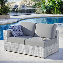 Modway Convene Wicker Rattan Outdoor Patio Left-Arm Loveseat in Light Gray Gray