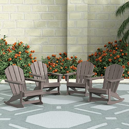 WestinTrends Malibu Outdoor Rocking Chair Set of 4 Dark Brown