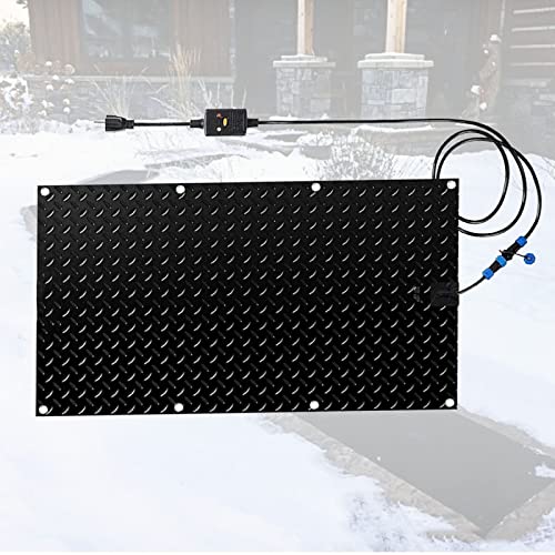 Snow Melting Walkway Mat, Snow Ice Melting Mat Slip-Proof Rubber Heated Mat Connection W/Power Cord Heated Driveway Pad,10 * 30in(25.4 * 76.2cm)