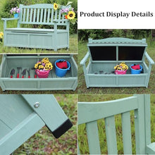 Jidanmian Storage Bench Deck Box for Patio Furniture, Solid Wood, Large Outdoor Bench Front Porch Decor and Outdoor Seating – Perfect to Store Garden Tools and Items(B)