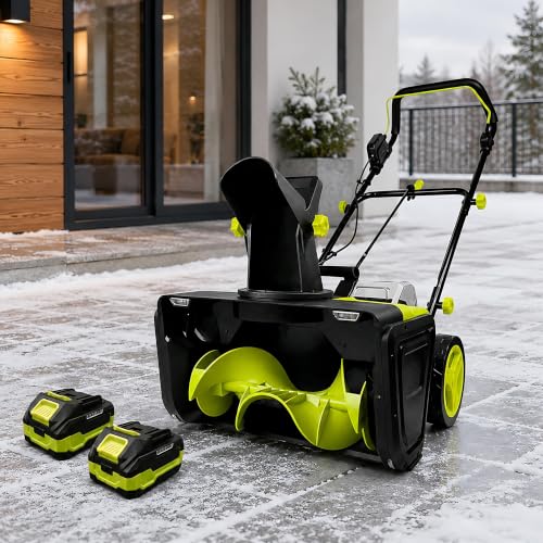 QIUNAOZI Battery Snow Blower, Snow Throwing Distance 7.6m Front, 4.5m Side