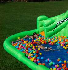 Blast Zone Crocodile Isle Inflatable Water Park with Dual Slides Green/Blue