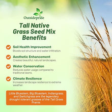 Outsidepride Perennial Tall Native Grass Seed Mix - 25 lbs. Blend of Drought-Tolerant, Low-Maintenance Bluestem, Switchgrass & Indian Grass Seeds for Wildlife Habitat, Erosion Control & Landscaping