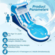 HXDOGSP Inflatable Water Slide Commercial Grade: Water Bounce House for Adults and Teenagers - Big Pool, Premium PVC, Wet & Dry, Blower Included - for Backyard Outdoor Birthday Party, Dolphin Style