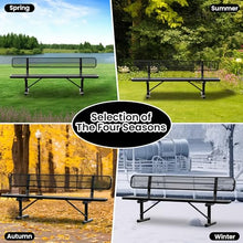 HIMcup 8 FT Heavy Duty Metal Park Bench for Outside, Black Bench with Backrest,4-6 Person Seat, Outdoor Commercial Metal Mesh Benches for Shopping Mall, Lawn, Park, Deck, Garden, Patio, Porch