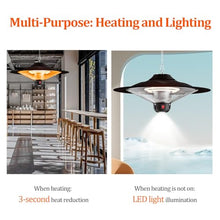 Outdoor Hanging Patio Heater, Electric Patio Heater with Adjustable Chain Length, Quiet, IP44 Waterproof, Ceiling Heater, for Home Use,Balcony,Courtyard, Black