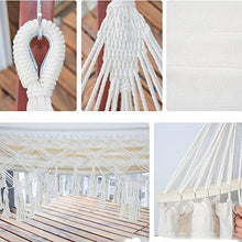 DULASP Camping Hammock Brazilian Tassels with Fringe Crochet Cotton Linen Double Hammock for Outdoor Indoor Garden Patio Porch Yard Included Carrying Bag