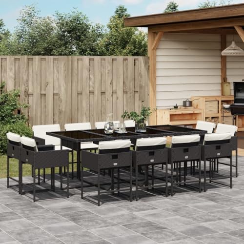 AMBERARD Patio Dining Set Set of 12 Black Furniture Set