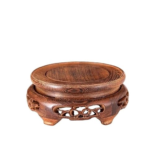 OREKPOT Pcs Plants Saucers Ornament Base Round Solid Wood Vase Buddha Statue Fish Tank Flower Pot Wooden Flower Stand Tray Rack Living Room Plant Pot Saucers,