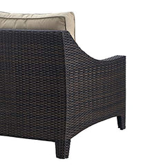 Serta Tahoe Brown Resin Wicker Outdoor Patio Loveseat with Thick Cushion