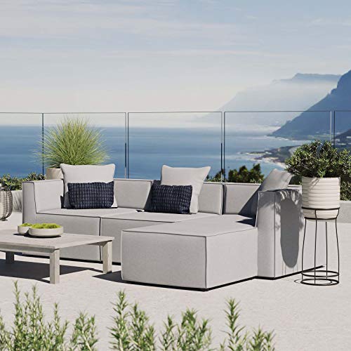 Modway EEI-4380-GRY Saybrook Patio Upholstered 4-Piece Sectional Sofa in Gray