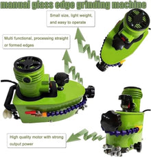 Grinding Edging, Portable Small Glass Edger, Electric Glass Edging, Polish Edge for Plane,Curve, Rounded Corner,Green