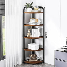 KAJIAO 3-Tier/4-Tier/5-Tier Corner Bookshelf, Industrial Black Metal Corner Ladder Shelf with Metal Frame, Corner Storage Rack Plant Stand for Living Room, Bedroom, Balcony(5tier)