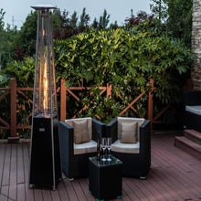 PATIOEASY Propane Patio Heater, Outdoor Pyramid Heater with Hammered Black Finish and Anti-Tilt Switch for Backyard, Deck, Garden
