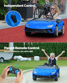 ELEMARA 2-Seater Kids Lamborghini Electric Car with Remote Control Blue