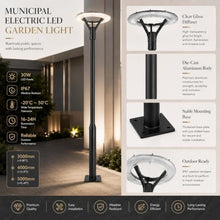 HLRCB 30W LED Garden Post Light, Hardwired Landscape Lighting Fixture