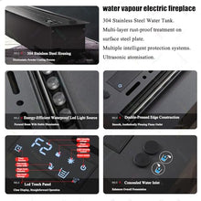 Multi-Colour RGB 3D Water Vapour Fireplace with Adjustable Brightness, Atomized Flame Effect, Automatic Water Refill, Remote and Touch Screen Control, Easy Install Design