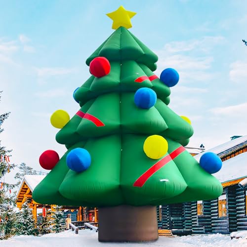Wellcomer 26Ft Giant Christmas Inflatable Tree with Powerful Blower, Blow Up Holiday Decoration for Outdoor Yard Lawn Christmas Party (Without LED Lights)