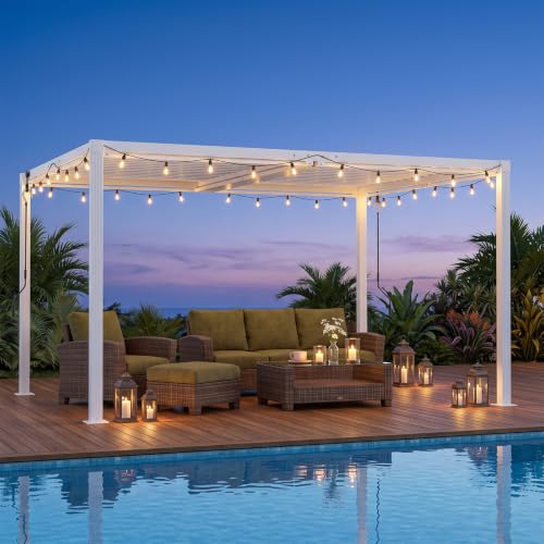 ADRERIC Louvered Pergola 10'x13' Outdoor Pergola with Roof, Heavy Duty Aluminum Frame, Hardtop Gazebo with Adjustable Louvers for Patio, Deck and Backyard, White