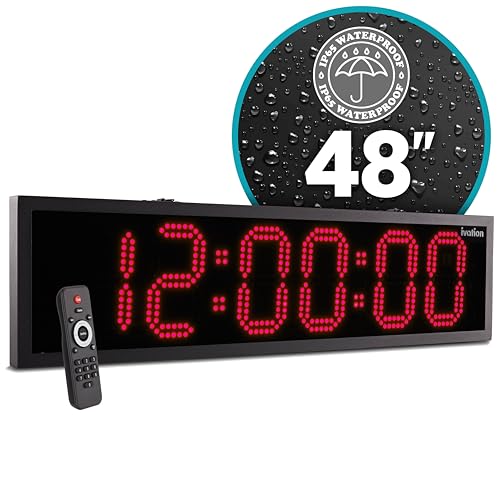 Ivation Large Outdoor Waterproof Digital Clock w/Big Display & Timer, 48"