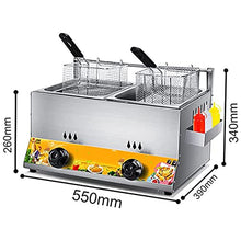 EliteBloom Commercial Gas Fryer,Stainless Steel Fat Fryer,with Basket and Lid,Freestanding Temperature Control,for Restaurant Home Fries Chip,6L+6L,6L+6L