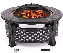 Outdoor fire Pit Bowl with Spark Screen, Firepits and Firebowls with Lid BBQ Grill Tripod Guard and Cover Round Large Patio Heater, Fire Pits Bowls for Garden Table Wood Burning Cast Iron