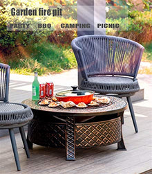 SLGGPJBU Outdoor Fire Pit Wood-Burning Fire Pit Bowl, 32-inch Fire Pit with Spark Screen, Outdoor Fireplace Grill Set, Style 1