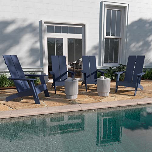 Taylor & Logan Brady Dual Slat Poly Resin Adirondack Chair in Navy, Set of 4