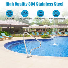 FinerFurnis Heavy-Duty 304 Stainless Steel Pool Handrail for Inground Pools, 48" x 36", 370LBS Capacity, Non-Slip Blue Grip, Rustproof Safety Rail with Full Mounting Kit