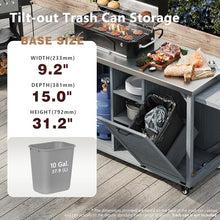 Merax 78.3" Outdoor Kitchen Island with Foldable Grill Table, Wooden Outdoor Grill Cart with Trash Can Storage & Stainless Steel Top, Outdoor Bar Cart, Pizza Oven Table for Lawn & Garden, Dark Brown