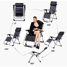 IIPOSAQQ Reclining Zero Chairs Black Heavy Duty Folding Portable Design Relaxing Chair Sun Lounger Garden Furniture Outdoor Beach Pool Camping