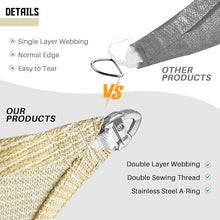 TANG Sunshades Depot A Ring Design Steel Cable Reinforcement Sun Shade Sail 26' x 40' Rectangle Beige