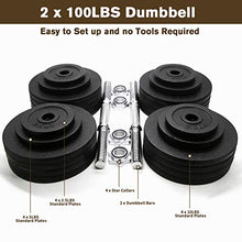 Unipack Adjustable Dumbbells Kits 200lbs Black