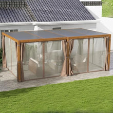 Outsunny 12' x 19' Louvered Pergola Hardtop Gazebo with Adjustable Roof Natural Wood