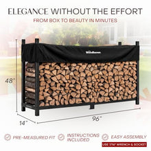 Woodhaven 8-Foot Raised Firewood Rack w/Cover, 1/2 Cord | Made in USA