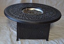 theWorldofpatio Grand Tuscany 7pc Outdoor Patio Dining Set with 52" Round Firegas Table and Sunbrella Cushions Antique Bronze