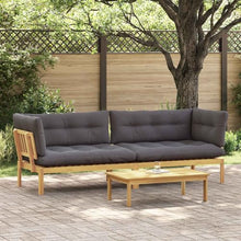 KFPOERTFGD 2 Piece Garden Pallet Sofa Set with Table, Solid Acacia Wood Outdoor Lounge Furniture, Light Brown and Dark Grey, Weather-Resistant Patio Seating