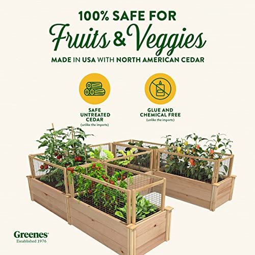 Greenes Fence Premium Cedar Raised Garden Bed with CritterGuard Fence System 8' x 8' x 16.5" Brown