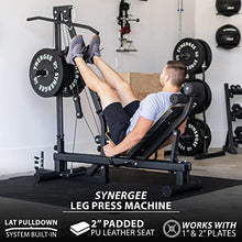 Synergee Leg Press Machine with LAT Pull Down Attachment Black