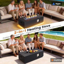 42" Rectangular Outdoor Propane Fire Pit Table with LED for Outside Patio