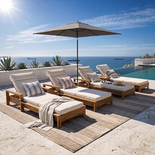 4 PCS Outdoor Chaise Lounge Patio Recliner with Armrests and Cushion, Cream