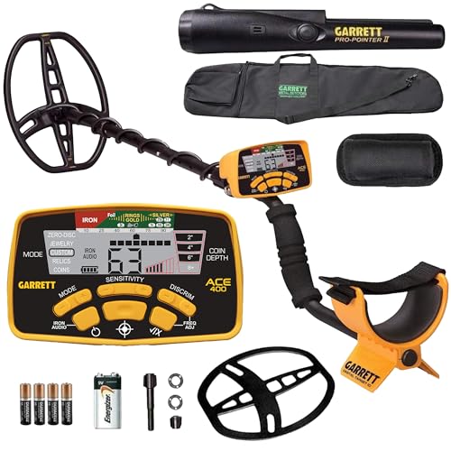 Garrett ACE 400 Metal Detector Bundle – Digital Target ID, Iron Audio, Adjustable Frequency, Includes Pro-Pointer II, Carry Case