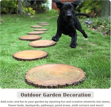 Wrobelax Wood Effect Decorative Stepping Stone for Garden Pathway, Rustic Log Texture Paving Stones - Outside Dimensional Foot Stone Kit for Flower Bed, Round Design(Color:5 Pack)