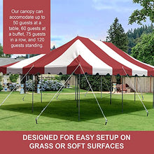 Party Tents Direct 20' x 30' Weekender Pole Canopy, Red & White Top