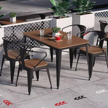 JOSOGO Outdoor Dining Set Plastic Wood Seating All-Weather Garden Balcony Waterproof Sun-Proof Open-air Terrace Courtyard Anti-Corrosion Wooden Black Table with 4 Chairs(L)